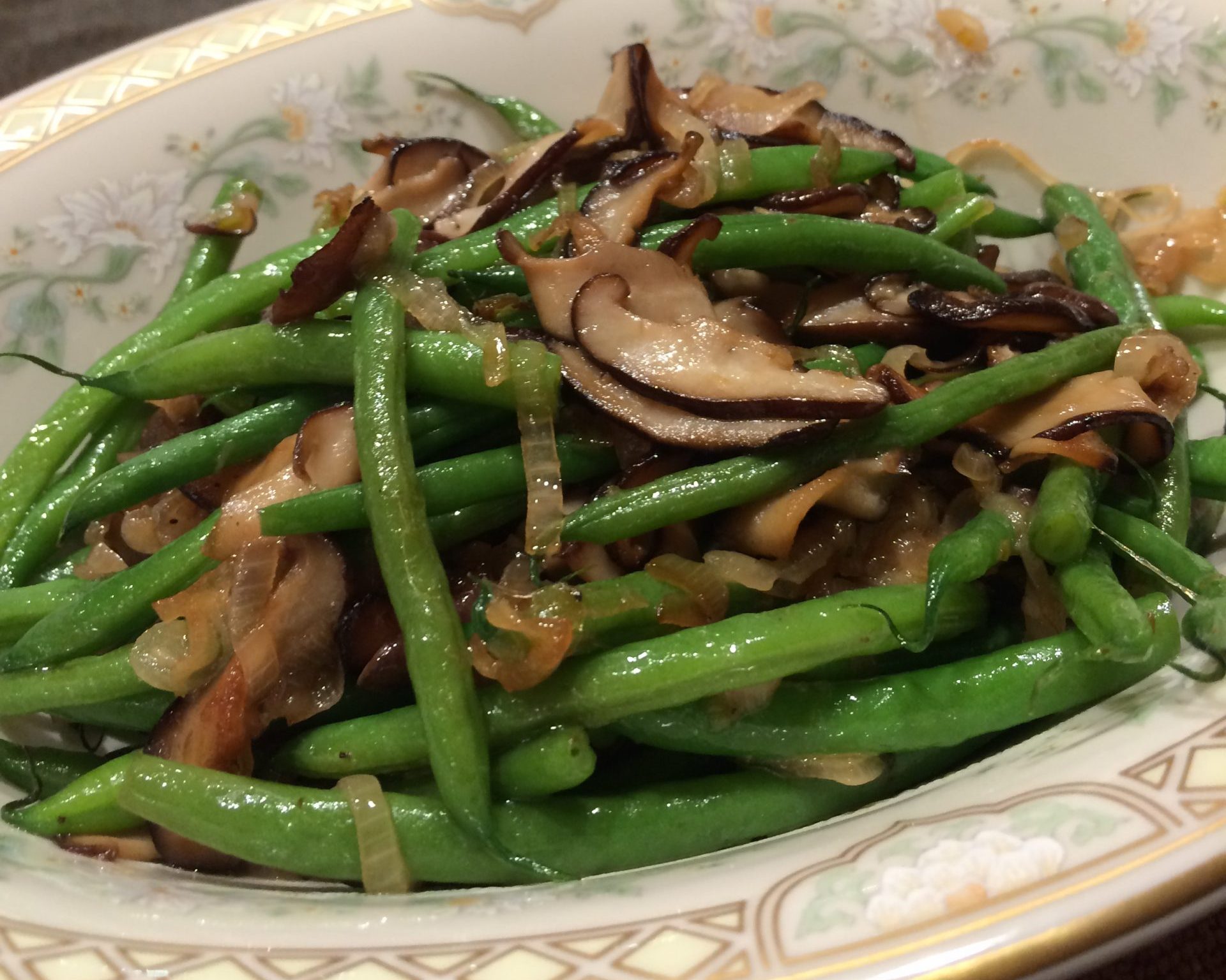 String Beans with Wild Mushrooms and Shallots