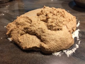 Whole wheat bread nearly kneaded