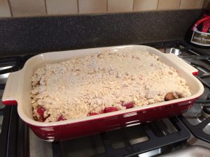 Strawberry Rhubarb Crisp Before Bake